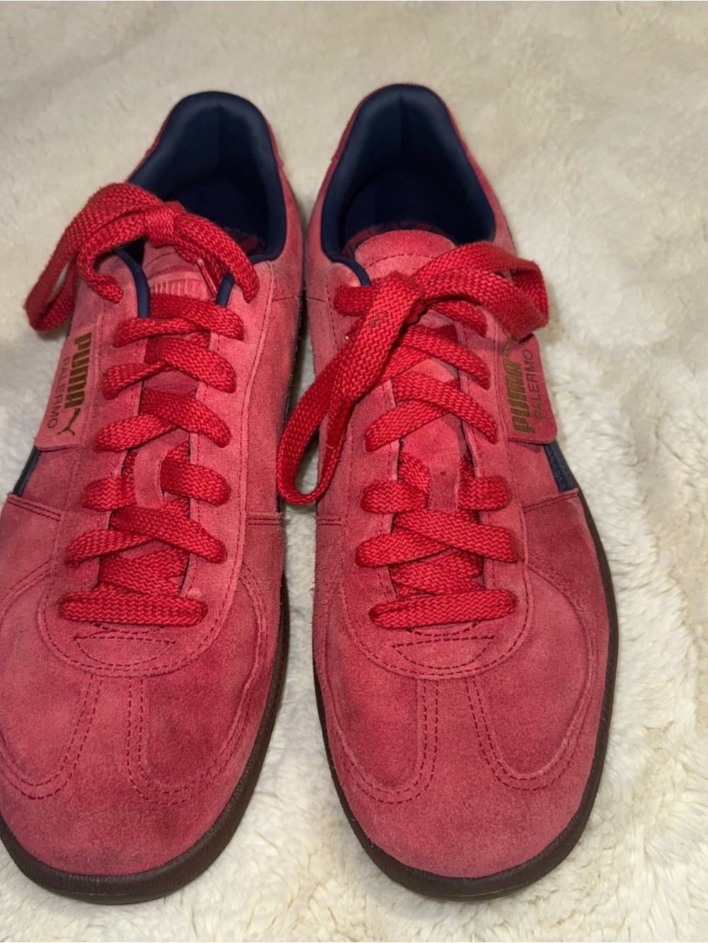 Puma Men’s Red Suede Lace-Up Sneakers